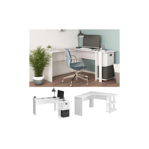 4251421971547 - Eckschreibtisch Schreibtisch Bürotisch Nikita 140x140cm weiß Computertisch 4251421971547 - Eckschreibtisch Schreibtisch Bürotisch Nikita 140x140cm weiß Computertisch