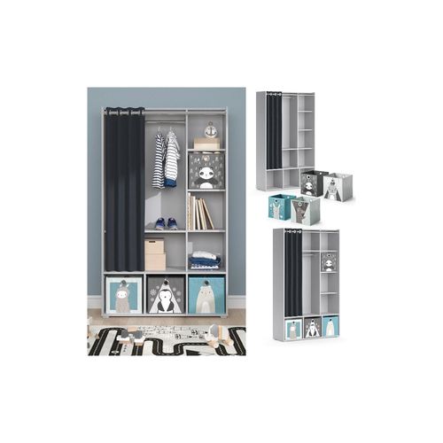 4066731276783 - Kinderkleiderschrank Kinderzimmerschrank Kindergarderobe Luigi Hellgrau Faltbox 106 x 178 cm modern Schrankregal Jugendzimmerschrank Organizer Vorhang Kleiderstange Fächer Aufbewahrung Spielzeugablage 4066731276783 - Kinderkleiderschrank Kinderzimmerschrank Kindergarderobe Luigi Hellgrau Faltbox 106 x 178 cm modern Schrankregal Jugendzimmerschrank Organizer Vorhang Kleiderstange Fächer Aufbewahrung Spielzeugablage