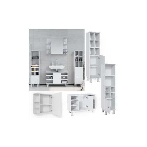 4251421953321 - Badmöbel Set 4tlg Fynn Spiegelschrank Waschbeckenunterschrank Hochschrank 4251421953321 - Badmöbel Set 4tlg Fynn Spiegelschrank Waschbeckenunterschrank Hochschrank