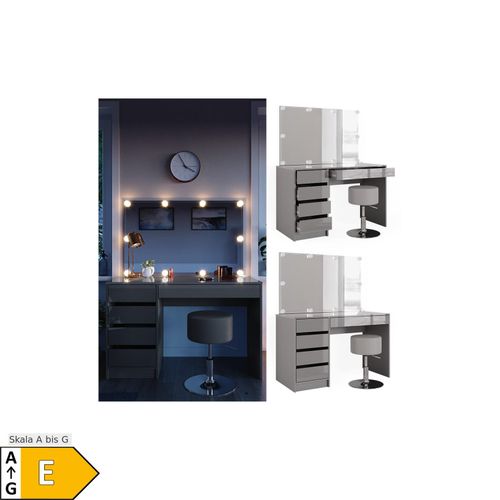 4066731196968 - Schminktisch Frisiertisch Frisierkommode Sherry Grau Schminkspiegel LED Hocker 120x75 cm modern Schlafzimmer Kommode Schublade Ablage Aufbewahrung Kosmetiktisch Make-Up-Tisch Hochglanz 4066731196968 - Schminktisch Frisiertisch Frisierkommode Sherry Grau Schminkspiegel LED Hocker 120x75 cm modern Schlafzimmer Kommode Schublade Ablage Aufbewahrung Kosmetiktisch Make-Up-Tisch Hochglanz