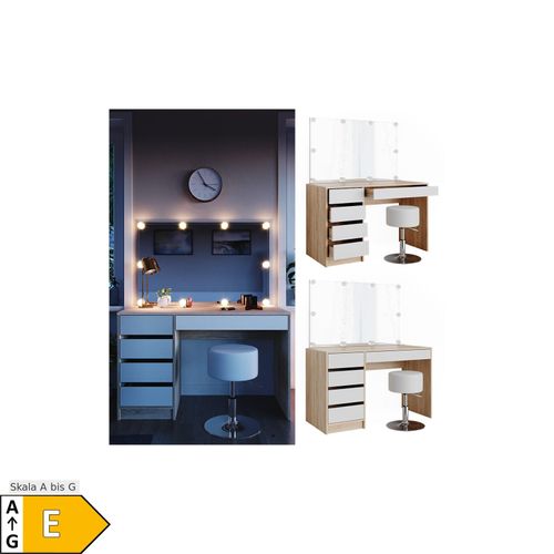 4066731027095 - VICCO Schminktisch Sherry Sonoma Weiß Frisiertisch LED Spiegel Kommode Hocker 4066731027095 - VICCO Schminktisch Sherry Sonoma Weiß Frisiertisch LED Spiegel Kommode Hocker