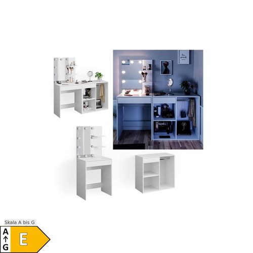 4251421951624 - Schminktisch „Isabelle“ Weiß mit Beistellschrank und LED-Beleuchtung Vicco 4251421951624 - Schminktisch „Isabelle“ Weiß mit Beistellschrank und LED-Beleuchtung Vicco