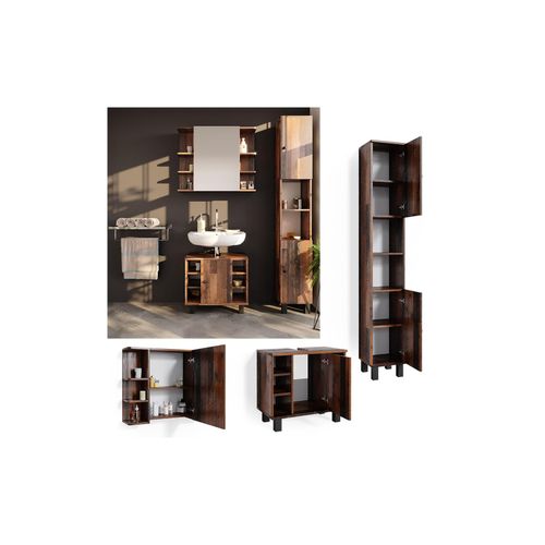 4251421977266 - Badmöbelset Waschtischunterschrank Spiegelschrank Hochschrank Fynn 4251421977266 - Badmöbelset Waschtischunterschrank Spiegelschrank Hochschrank Fynn