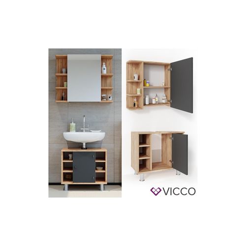 4251421941298 - VICCO Badmöbel Set FYNN Eiche Anthrazit Spiegelschrank Waschtischunterschrank 4251421941298 - VICCO Badmöbel Set FYNN Eiche Anthrazit Spiegelschrank Waschtischunterschrank