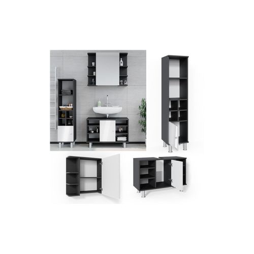 4251421953390 - Badmöbel Set 3tlg Fynn Spiegelschrank Waschbeckenunterschrank Hochschrank 4251421953390 - Badmöbel Set 3tlg Fynn Spiegelschrank Waschbeckenunterschrank Hochschrank