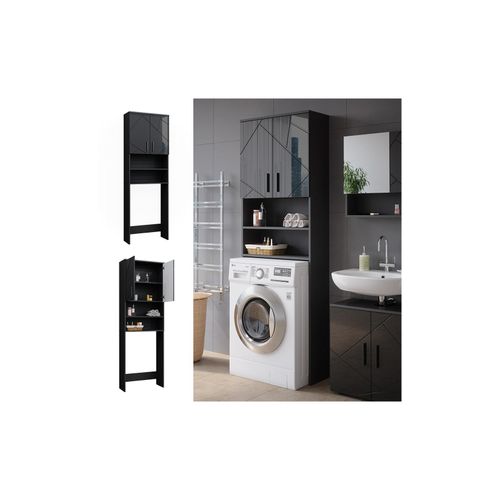 4066731370641 - Waschmaschinenschrank Irma Anthrazit Hochglanz 64 x 191 cm Badezimmer 4066731370641 - Waschmaschinenschrank Irma Anthrazit Hochglanz 64 x 191 cm Badezimmer