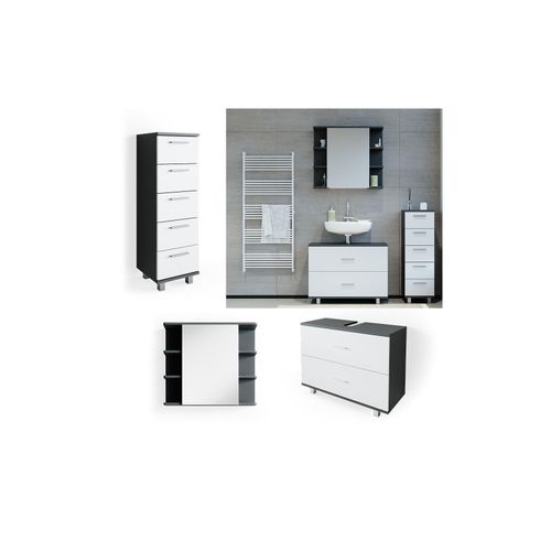 4251421952522 - VICCO Badmöbel Set ILIAS Weiß Anthrazit Spiegel Kommode Unterschrank Badschrank 4251421952522 - VICCO Badmöbel Set ILIAS Weiß Anthrazit Spiegel Kommode Unterschrank Badschrank