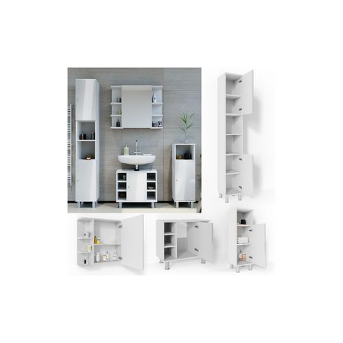 4251421933637 - VICCO Badmöbel Set FYNN 4 Teile Weiß Hochglanz - Badspiegel Waschbeckenunterschrank Badschrank 4251421933637 - VICCO Badmöbel Set FYNN 4 Teile Weiß Hochglanz - Badspiegel Waschbeckenunterschrank Badschrank