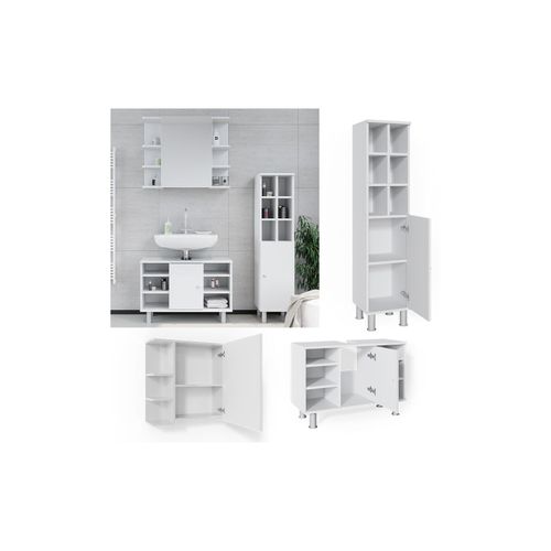 4251421953307 - Badmöbel Set Fynn Spiegelschrank Waschbeckenunterschrank Hochschrank Bad 4251421953307 - Badmöbel Set Fynn Spiegelschrank Waschbeckenunterschrank Hochschrank Bad