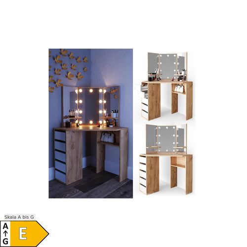 4251421938809 - VICCO LED Eckschminktisch ARIELLE Kosmetiktisch Schminktisch Spiegel Eiche 4251421938809 - VICCO LED Eckschminktisch ARIELLE Kosmetiktisch Schminktisch Spiegel Eiche