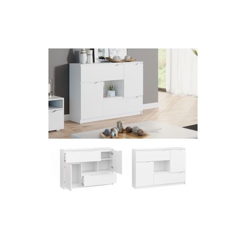 4251421970991 - Kommode RUBEN Weiß 4 Schubladen 120 cm Sideboard Mehrzweckschrank Schrank 4251421970991 - Kommode RUBEN Weiß 4 Schubladen 120 cm Sideboard Mehrzweckschrank Schrank