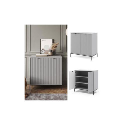 4066731274659 - Kommode Eliza Grau 80 x 42 cm mit 2 Türen Wohnzimmer Schlafzimmer 4066731274659 - Kommode Eliza Grau 80 x 42 cm mit 2 Türen Wohnzimmer Schlafzimmer