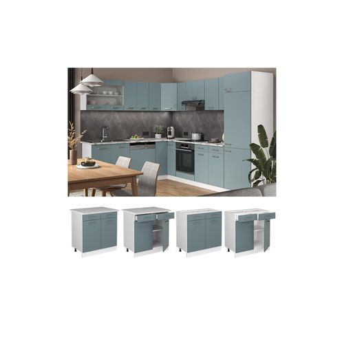 4066731345250 - Schubunterschrank Küchenschrank R-Line Solid Weiß Blau Grau 80 cm modern Arbeitsplatte 4066731345250 - Schubunterschrank Küchenschrank R-Line Solid Weiß Blau Grau 80 cm modern Arbeitsplatte