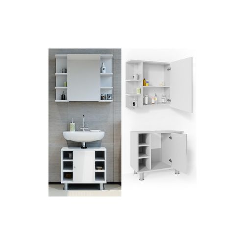 4251421933606 - VICCO Badmöbel Set FYNN 2 Teile Weiß Hochglanz - Badezimmer Spiegel Badunterschrank Bad Badschrank 4251421933606 - VICCO Badmöbel Set FYNN 2 Teile Weiß Hochglanz - Badezimmer Spiegel Badunterschrank Bad Badschrank