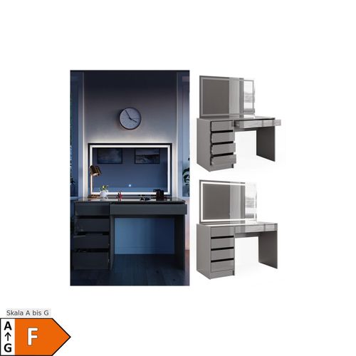 4066731196982 - Schminktisch Frisiertisch Frisierkommode Sherry Grau LED-Spiegel 120x75 cm modern Schlafzimmer Kommode Schublade Ablage Aufbewahrung Kosmetiktisch Make-Up-Tisch Hochglanz 4066731196982 - Schminktisch Frisiertisch Frisierkommode Sherry Grau LED-Spiegel 120x75 cm modern Schlafzimmer Kommode Schublade Ablage Aufbewahrung Kosmetiktisch Make-Up-Tisch Hochglanz