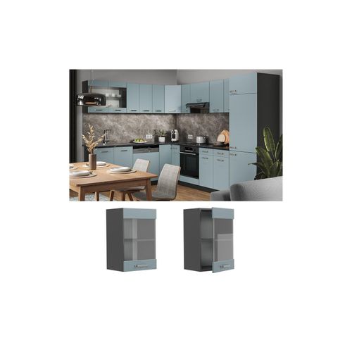 4066731343669 - Glashängeschrank Küchenschrank R-Line Solid Anthrazit Blau Grau 40 cm modern 4066731343669 - Glashängeschrank Küchenschrank R-Line Solid Anthrazit Blau Grau 40 cm modern