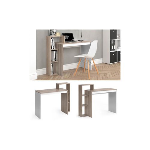 4251421922730 - Schreibtisch Leo Schreibtisch Arbeitstisch Regal PC Tisch Weiß Sonoma