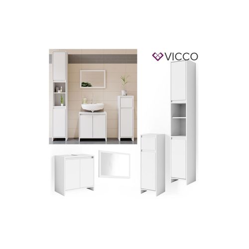 4251421941106 - VICCO Badmöbel Set EMMA Weiß - Spiegel Waschtischunterschrank Midi Hoch Schrank 4251421941106 - VICCO Badmöbel Set EMMA Weiß - Spiegel Waschtischunterschrank Midi Hoch Schrank