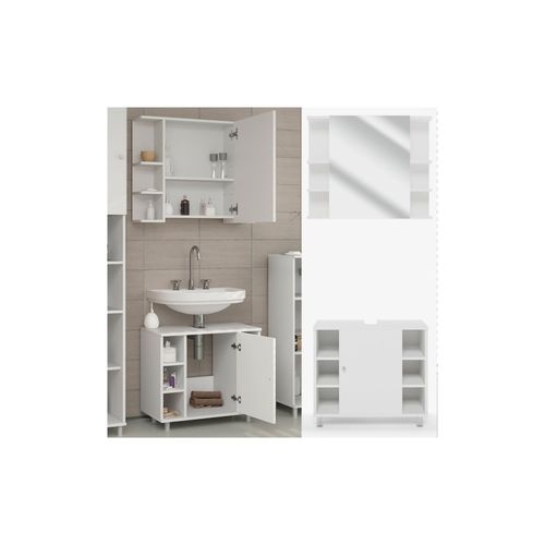 4251421901728 - Badmöbel Set Fynn Badezimmer Spiegel Kommode Unterschrank Bad Weiß 4251421901728 - Badmöbel Set Fynn Badezimmer Spiegel Kommode Unterschrank Bad Weiß