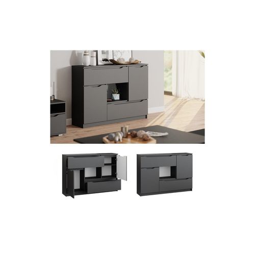 4066731244348 - Sideboard Kommode Mehrzweckschrank Ruben Anthrazit 120 cm 4 Schubladen Schrank 4066731244348 - Sideboard Kommode Mehrzweckschrank Ruben Anthrazit 120 cm 4 Schubladen Schrank