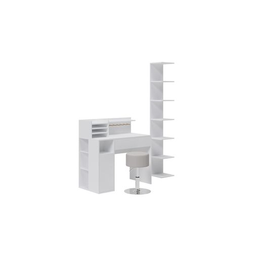4066731366354 - Schreibtisch Weiß 3 Teile mit Bücherregal und Hocker Vicco 4066731366354 - Schreibtisch Weiß 3 Teile mit Bücherregal und Hocker Vicco
