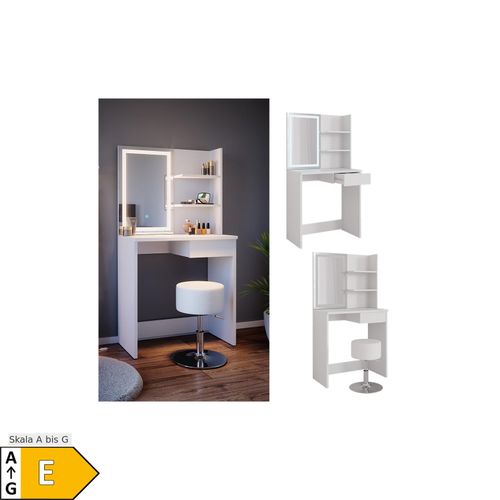 4066731228140 - Schminktisch Frisiertisch Schminkkommode Dekos Weiß LED-Spiegel Hocker 75x142 cm modern Schlafzimmer Kommode Schublade Ablage Aufbewahrung Kosmetiktisch Schminkkonsole Make-Up-Tisch 4066731228140 - Schminktisch Frisiertisch Schminkkommode Dekos Weiß LED-Spiegel Hocker 75x142 cm modern Schlafzimmer Kommode Schublade Ablage Aufbewahrung Kosmetiktisch Schminkkonsole Make-Up-Tisch