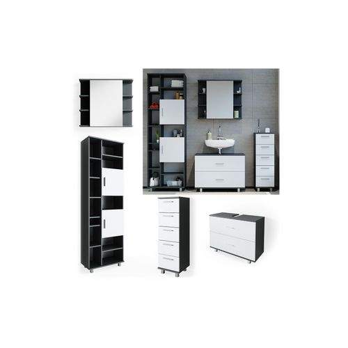 4251421952546 - VICCO Badmöbel Set ILIAS Weiß Anthrazit Spiegel Kommode Unterschrank Badschrank 4251421952546 - VICCO Badmöbel Set ILIAS Weiß Anthrazit Spiegel Kommode Unterschrank Badschrank