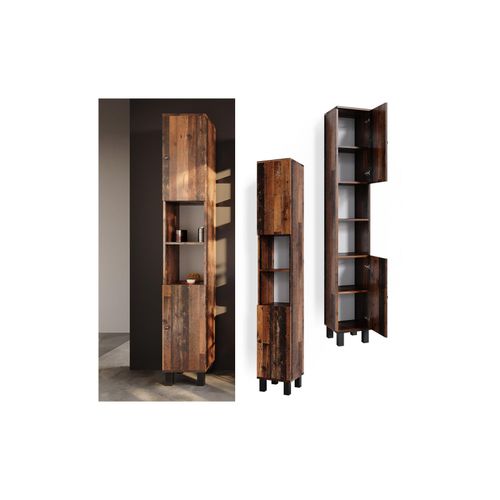 4251421976931 - Hochschrank Badschrank Badezimmerschrank Fynn Old Style Badmöbel 190 x 30