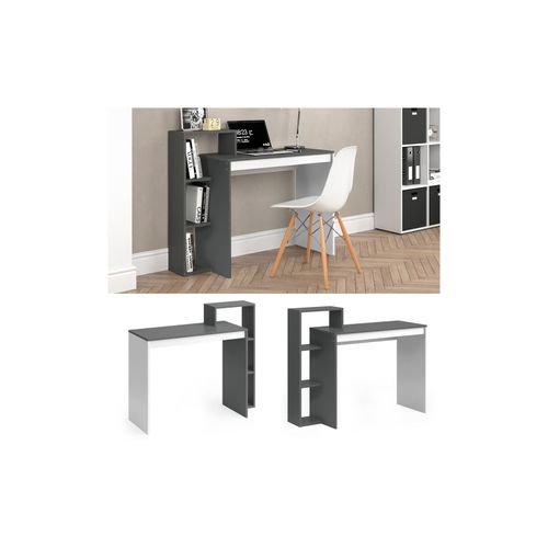 4251421922747 - Schreibtisch Leo Schreibtisch Arbeitstisch Regal PC Tisch Weiß Anthrazit