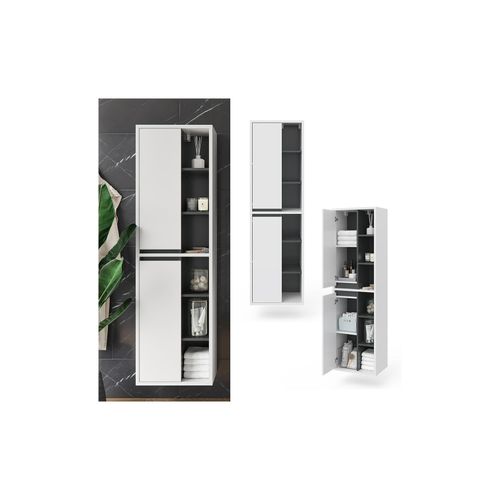 4251421948402 - Badschrank Viola Weiß Hängeschrank Hochschrank 2 Türen Badmöbel Badregal 4251421948402 - Badschrank Viola Weiß Hängeschrank Hochschrank 2 Türen Badmöbel Badregal