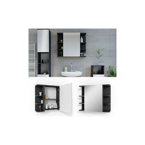 4251421933880 - VICCO Spiegelschrank FYNN 80 x 64 cm Anthrazit - Badezimmerspiegel Spiegel Hängespiegel Badspiegel 4251421933880 - VICCO Spiegelschrank FYNN 80 x 64 cm Anthrazit - Badezimmerspiegel Spiegel Hängespiegel Badspiegel