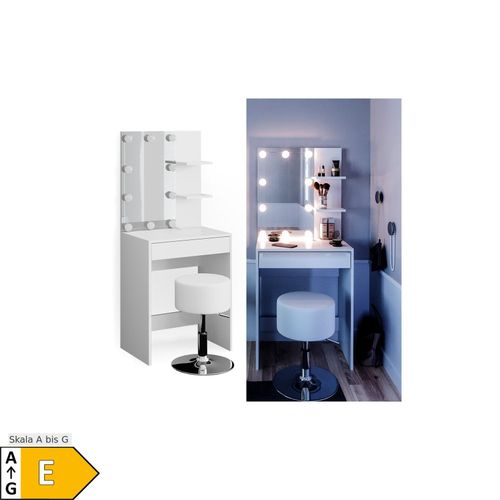 4251421951570 - Schminktisch Frisiertisch Schminkkommode Isabelle LED-Beleuchtung + Hocker