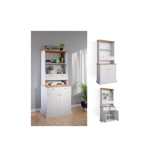 4066731052561 - Küchenvitrine Kommode Küchenregal Bergamo Weiß Eiche Küchen Schrank 83x84 cm Vintage Ablage Schublade Schranktür Anrichte Küchenmöbel 4066731052561 - Küchenvitrine Kommode Küchenregal Bergamo Weiß Eiche Küchen Schrank 83x84 cm Vintage Ablage Schublade Schranktür Anrichte Küchenmöbel