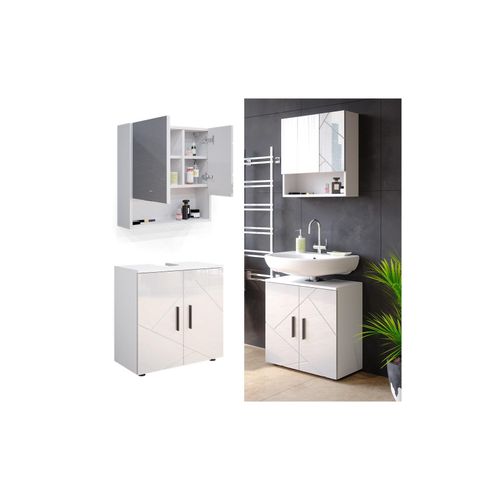 4251421952775 - Badmöbel Set Badezimmermöbel Irma Spiegelschrank Waschbeckunterschrank 4251421952775 - Badmöbel Set Badezimmermöbel Irma Spiegelschrank Waschbeckunterschrank