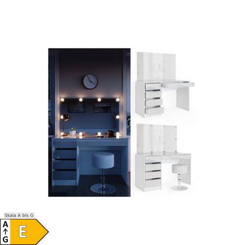 4251421948020 - Schminktisch Sherry weiß mit LED-Beleuchtung Spiegel Hocker Frisiertisch