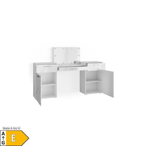 4066731044146 - Schminktisch Frisiertisch Frisierkommode Irma Weiß Spiegel Ablage LED 4066731044146 - Schminktisch Frisiertisch Frisierkommode Irma Weiß Spiegel Ablage LED
