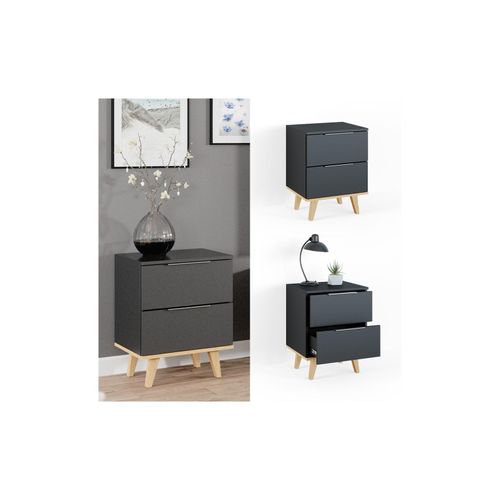 4066731028245 - Kommode Wohnzimmerschrank Anrichte Neptune Anthrazit Buche Schublade 46 cm