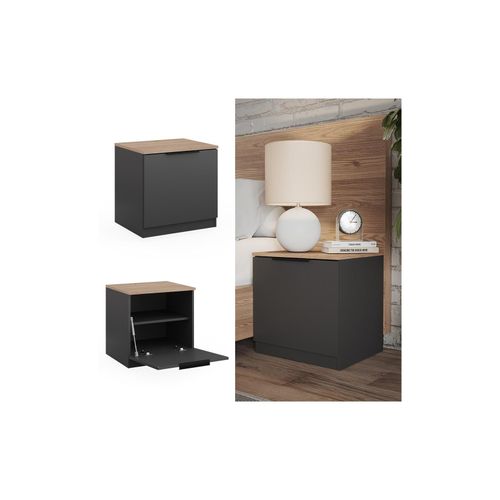 4066731326389 - Nachttisch Betti 50 x 50 cm Anthrazit Sonoma mit 1 Klappe Schlafzimmer