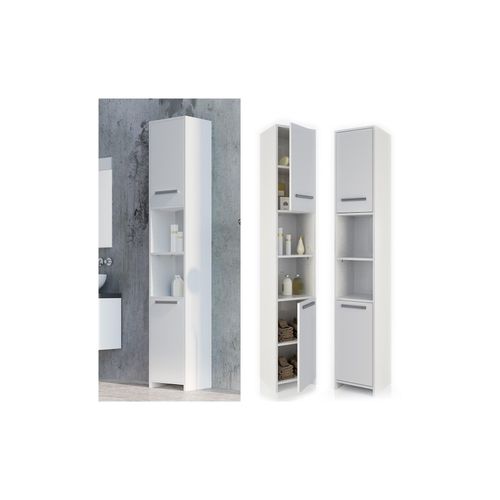 4260486832564 - VICCO Badschrank KIKO 190 x 30 cm Weiß - Badezimmerschrank Hochschrank Regal Badregal 4260486832564 - VICCO Badschrank KIKO 190 x 30 cm Weiß - Badezimmerschrank Hochschrank Regal Badregal