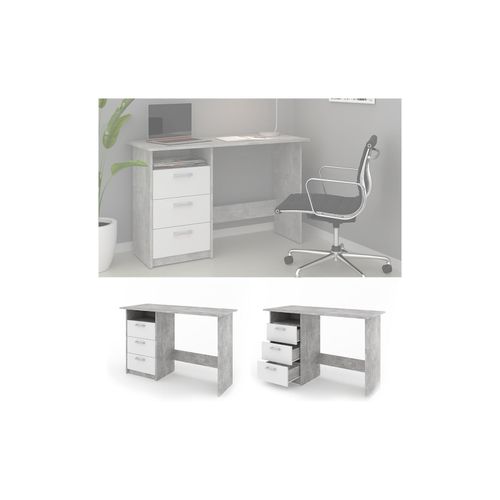 4251421934511 - VICCO Schreibtisch MEIKO Weiß Beton Optik Arbeitstisch Bürotisch Regal PC Tisch 4251421934511 - VICCO Schreibtisch MEIKO Weiß Beton Optik Arbeitstisch Bürotisch Regal PC Tisch