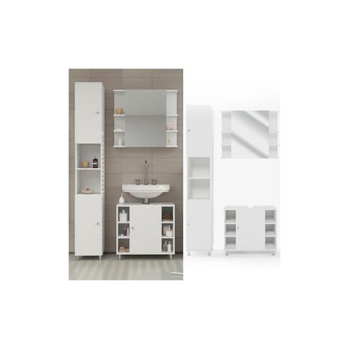 4251421901742 - Badmöbel Set Fynn Badezimmer Spiegel Kommode Unterschrank Bad Weiß 4251421901742 - Badmöbel Set Fynn Badezimmer Spiegel Kommode Unterschrank Bad Weiß