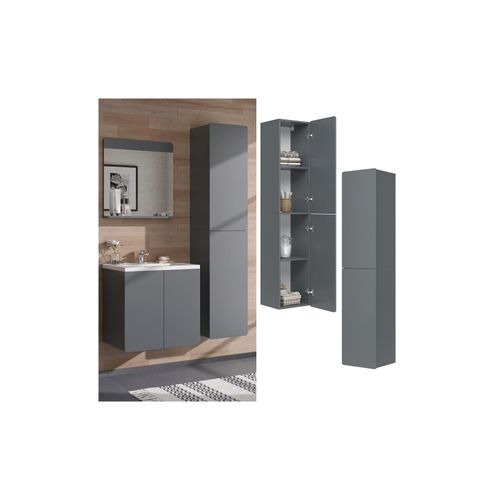 4066731365357 - Hochschrank Izan Grau 37 x 172 cm Badezimmer 2 Türen