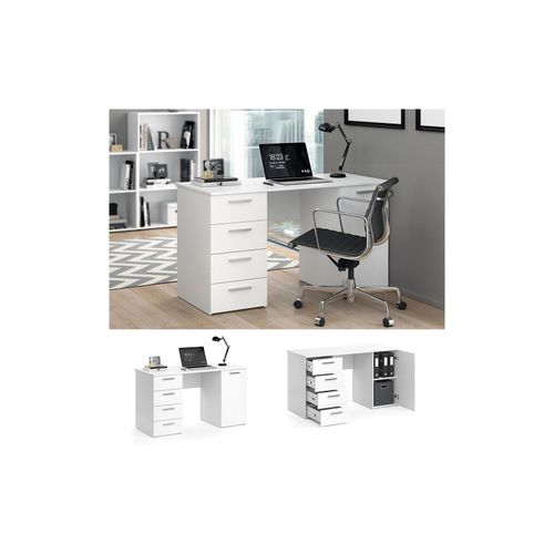 4251421963702 - Schreibtisch Computertisch Bürotisch Nico weiß Schubladen Ablagen PC-Tisch 4251421963702 - Schreibtisch Computertisch Bürotisch Nico weiß Schubladen Ablagen PC-Tisch