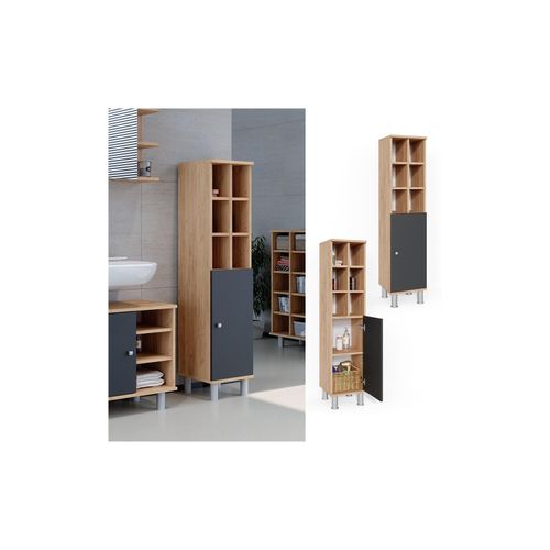4251421949683 - Badschrank Fynn Midischrank 8 Fächer Hochschrank Badezimmerschrank Bad 4251421949683 - Badschrank Fynn Midischrank 8 Fächer Hochschrank Badezimmerschrank Bad