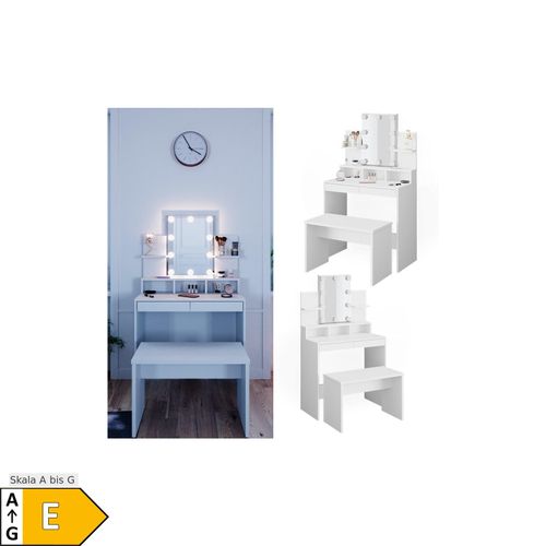 4251421970182 - Schminktisch Frisiertisch Schminkkommode Ania mit LED Beleuchtung Sitzbank