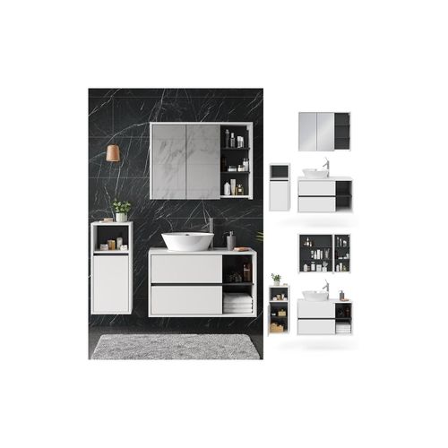 4066731229048 - Badmöbelset Viola Weiß Anthrazit modern Badezimmerschrank Badschrank Badezimmermöbel Waschtischunterschrank Spiegelschrank Midischrank Schranktür Schrankfach Ablage Aufbewahrung 4066731229048 - Badmöbelset Viola Weiß Anthrazit modern Badezimmerschrank Badschrank Badezimmermöbel Waschtischunterschrank Spiegelschrank Midischrank Schranktür Schrankfach Ablage Aufbewahrung