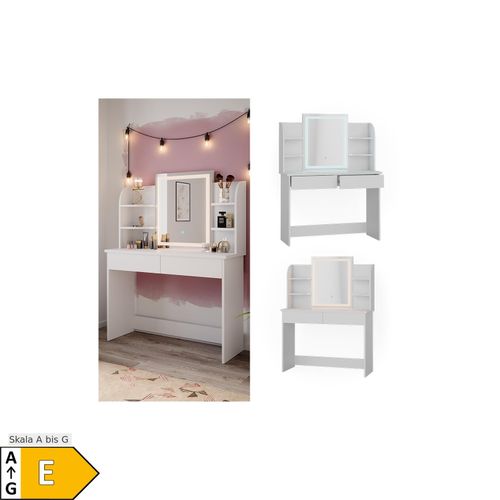 4066731228119 - Schminktisch Frisiertisch Schminkkommode Charlotte Weiß LED-Spiegel 106x142 cm modern Schlafzimmer Kommode Schublade Ablage Aufbewahrung Kosmetiktisch Schminkkonsole Make-Up-Tisch 4066731228119 - Schminktisch Frisiertisch Schminkkommode Charlotte Weiß LED-Spiegel 106x142 cm modern Schlafzimmer Kommode Schublade Ablage Aufbewahrung Kosmetiktisch Schminkkonsole Make-Up-Tisch