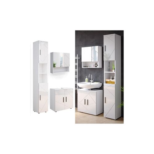 4251421963771 - Badmöbel Set Spiegelschrank Hochschrank Waschtischunterschrank Irma Weiss 4251421963771 - Badmöbel Set Spiegelschrank Hochschrank Waschtischunterschrank Irma Weiss