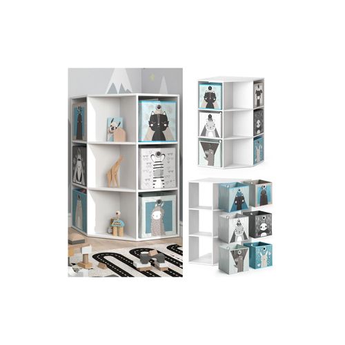4066731034796 - Kinderregal Eckregal Spielzeugablage Luigi Weiß Sitzbank Kinder-Faltboxen 4066731034796 - Kinderregal Eckregal Spielzeugablage Luigi Weiß Sitzbank Kinder-Faltboxen