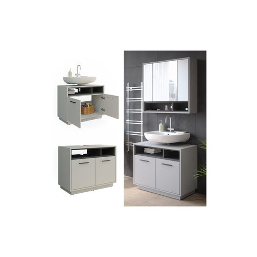 4066731248780 - Waschtischunterschrank Waschbeckenunterschrank Beatrice Grau Anthrazit modern 80x64 cm Badkommode Badschrank Badezimmer Schrank Badmöbel Schranktür Schrankfach